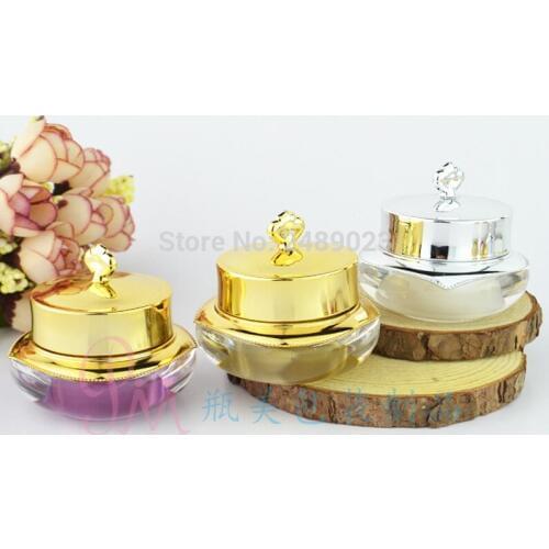 Free Shipping 12pcs Grams High Quality Crown Acrylic Jar With Lid 10g Sample Eye cream Lip Gloss Container Makeup Tools