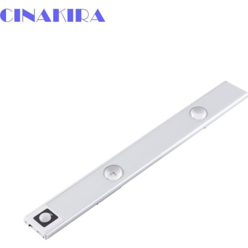 Motion Sensor Led Under Cabinet Lighting Strip Bar USB Wireless Battery Operated Rechargeable Cat Eye Closet Light for Kitchen