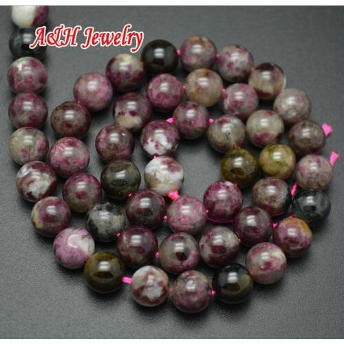 2 Strands Grade AA Natural Tourmaline 8mm Round Beads Mixed Red Color Semi-precious Stone DIY Beads