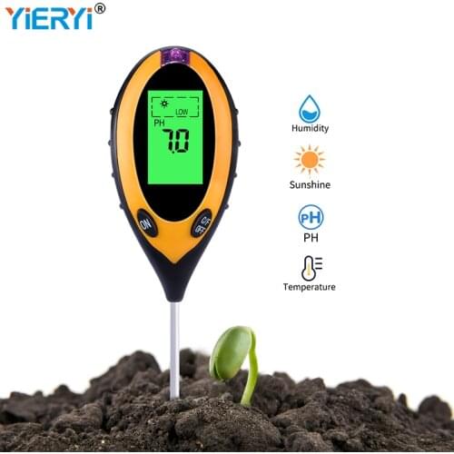 4 In 1 Digital PH Meter Soil Moisture Monitor Temperature Sunlight Acidity Tester Alkali Test Tool For Gardening Plants Farming