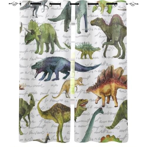 Dinosaur Animal Colorful Text Background Bedroom Modern Window Curtain for Living Room Decoration Curtains Home Textile Drapes