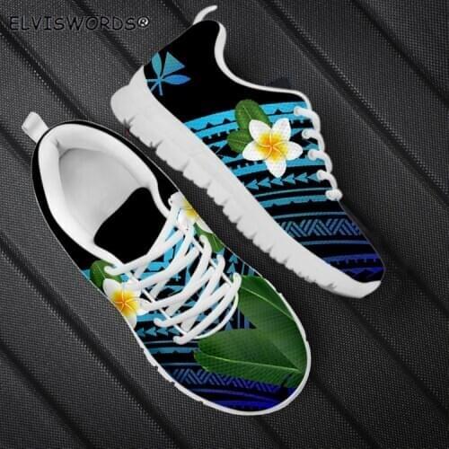 ELVISWORDS Vintage Polynesian Printed Non-slip Lace Up Womens Sneaker Flats Ladies Lightweight Walking Shoes zapaotos de mujer