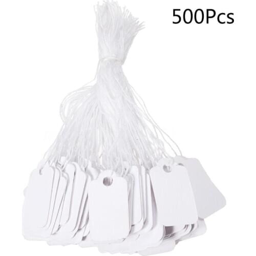 500pcs 500pcs Price Label Tags String Tie Watch Jewelry Display Merchandise Price Label Paper Cards Rectangular Blank Price Tag