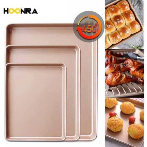 HOONRA Carbon Steel Baking Tray Set Non-Stick Bread Cookies Baking Pan Rectangle Cake Mold Baking Pan Kitchen Pizza Bakeware