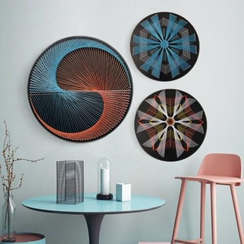 Geometric circular nail winding painting DIY handmade material decompression winding line simple decorative hanging painting