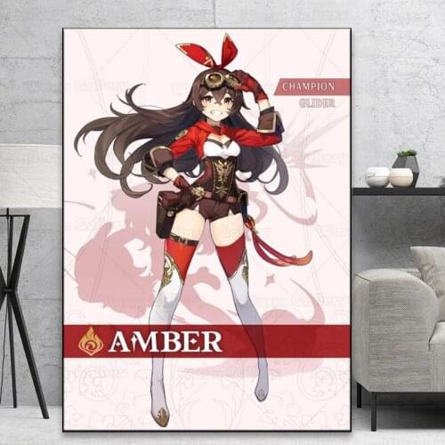 Amber Anime Genshin Impact Canvas Poster HD Game Painting Anime Girls Wall Art Decor canvas painting for living room for morden