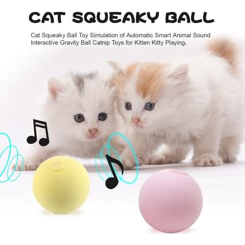 Catnip Toys Cat Squeaky Ball Toy Simulation of Automatic Smart Animal Sound Interactive Gravity Ball for Kitten Kitty Playing