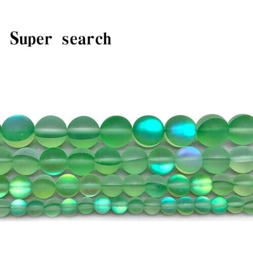 Green Frost Moonstone Gem Matte crystal Round Beads 6 8 10 12MM Fit Diy DIY Chrams Necklace Bracelets For Jewelry Making