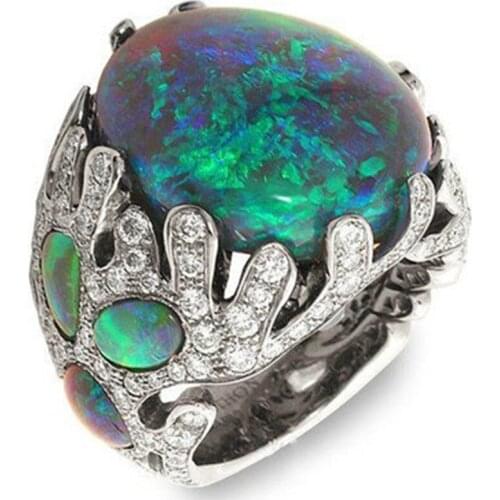 Milangirl Colorful Hollow-out Ring Vintage Fine Jewelry Creative zircon Ring For Women