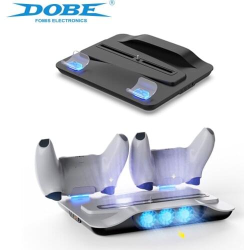 For PlayStation5 Console Multifunctional With Cooling Fan Base Bracket PS5 Game Controller Dual Charging With Blue Light