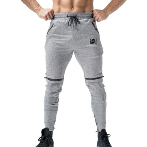 Mens Joggers Autumn Winter Workout Sweatpants Cotton Zipper Pocket Men Pants Pleated Casual Trousers Gyms Fitness Track Pants