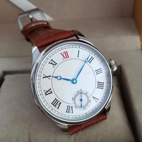 GEERVO No logo 44mm Manual mechanical mens Watch Rome number Mineral glass or Sapphire Crystal G033