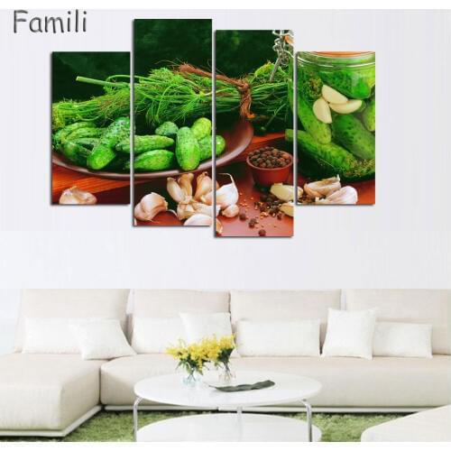 4 Piece Modern Still Life Wall Art Painting Colors Various Fruit Print On Canvas The Picture Food 4 Pictures Oil Prints For Home