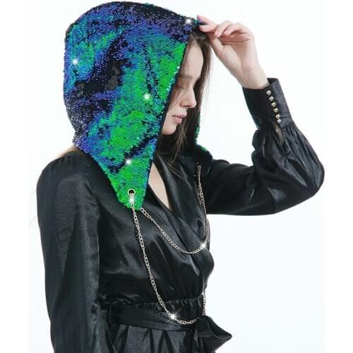 New Custom diamond masks with head cover set bling bling mask with head cap set sequined laser mask face mask