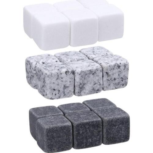 6pcs Natural Whiskey Stones Rock Set Ice Cube Drinks Cooler Party Wedding Favor Gift Bar Accessories LX7022