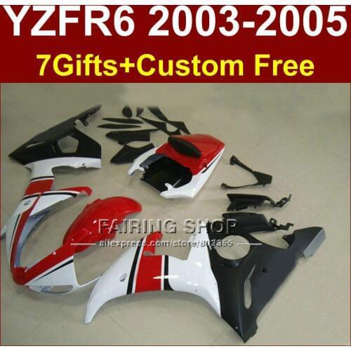 R6 bodywork for YAMAHA fairing kit 03 04 05 fairings YZF R6 2003 2004 2005 red white Motorcycle sets T555