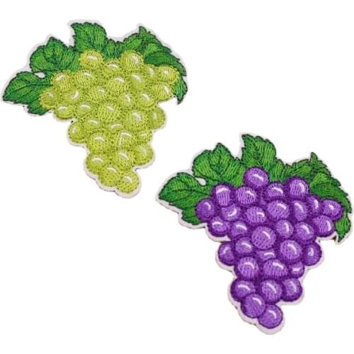 Cheap high quality Grape Fruit Embroidery Raisin Patches for Clothing Iron on Kids Clothes Appliques Badge Stripes Sticker
