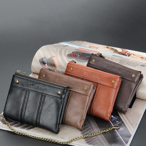 2021 New Wallet Anti-Theft Brush Mens Wallet Leather Multifunctional Buckle Zipper Retro Cowhide Mens Bag Casual Coin Purse