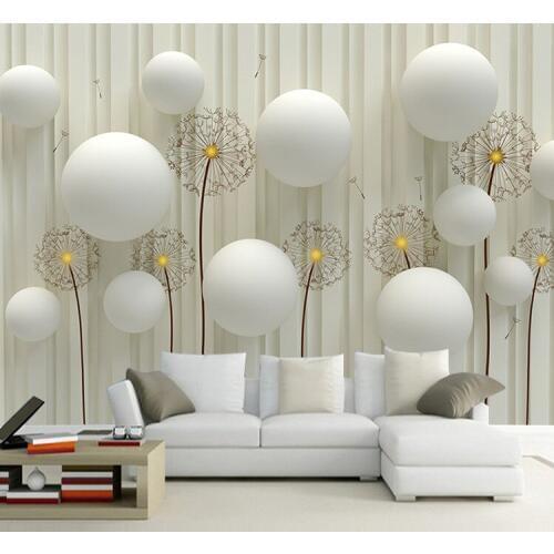 Dandelion with romantic 3D ball photo wallpaper living room TV wall wallpaper 3d backdrop wallpaper wall mural wall paper