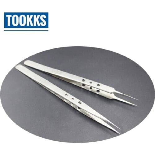 2 pcs/ lot Stainless Steel Tweezers Lengthen Super Sharp Super Hardness Computer Mobile Phone Repair Tweezers Hand Tools