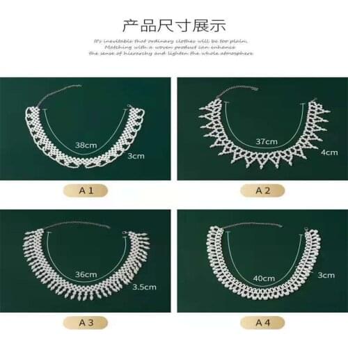Simple Female Pearl Hand-Knitted Collar Retro Fake Collar Clothing Accessories Decorations Pendant Korean Short Chain Bead Chain