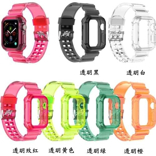 6 Color Ring Strap For Apple Watch6/5/4/3/2/1 Iwatch SE 38/40mm 42/44mm Smart Watch Fashion Transparent Silicone WatchBand