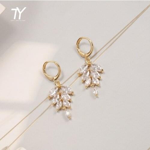 Luxury Shining Zircon Tassel Gold Drop Earrings For Woman 2021 Korean Fashion Jewelry Sexy Accessories For Neo Gothic Girls