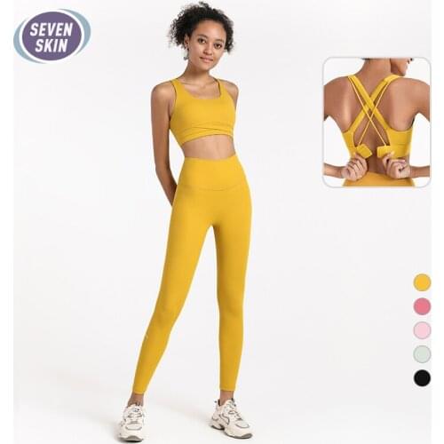 SEVEN SKIN Women Sportswear Yoga Set Workout Clothes Gym Fitness Leggings Seamless Bra Crop Top Yoga Suits Athletic Sports Wear