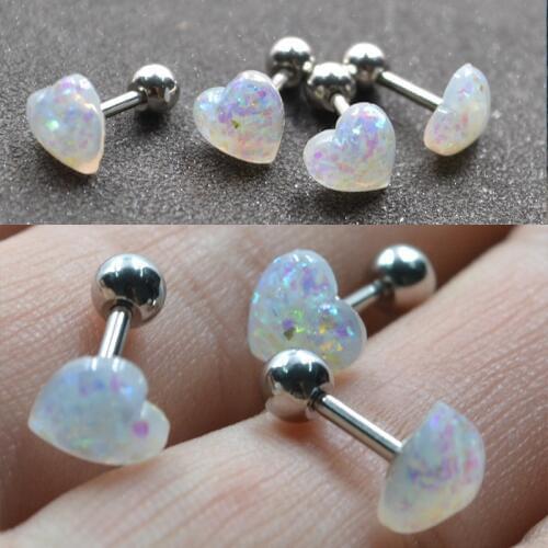 Fashion Surgical Steel Opal Earring Piercing White Fake Opal Stud Earrings Tragus Ear Stud Earrings Sexy Women Gift