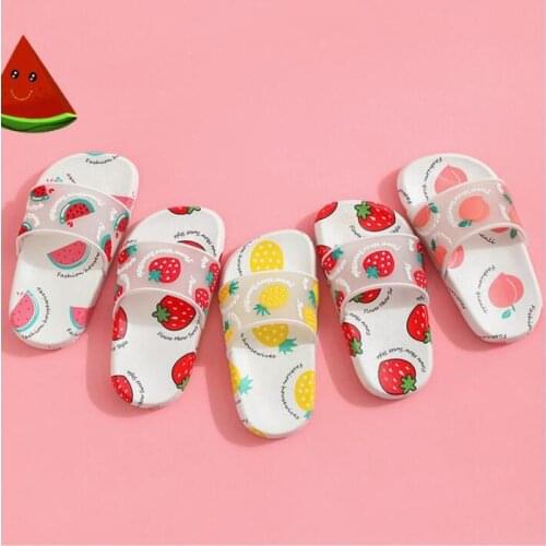 Summer Slippers Children Slides Girls Shoes Cartoon Fruit Strawberry Pineapple Peach Girl Flip Flops Slide Sandals Beach Slides