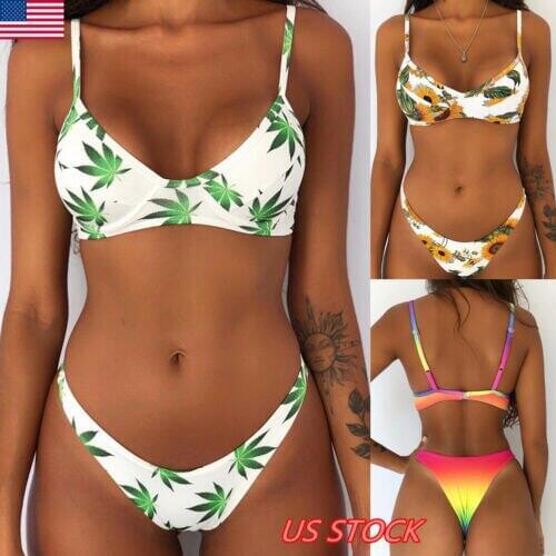 USA Women Push-up Padded Bra Bikini Set Triangle Swimwear Swimsuit Bathing Beach