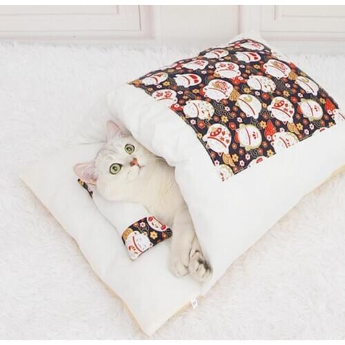 Warm Pet Bed Cat Puppy Deep Sleeping Bag Winter Kitten House Pets Cats Cushion Mat Indoor Basket Cozy Cave Kennel Nest