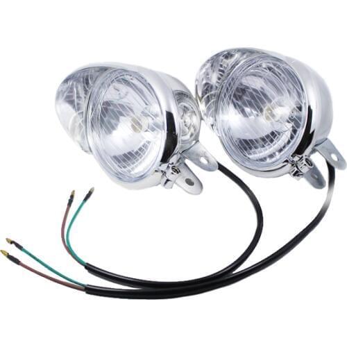 Universal Motorcycle Fog Light Headlight Chrome Driving Passing Spot Light Lamp Motorbike Bobber Touring Chopper Custom