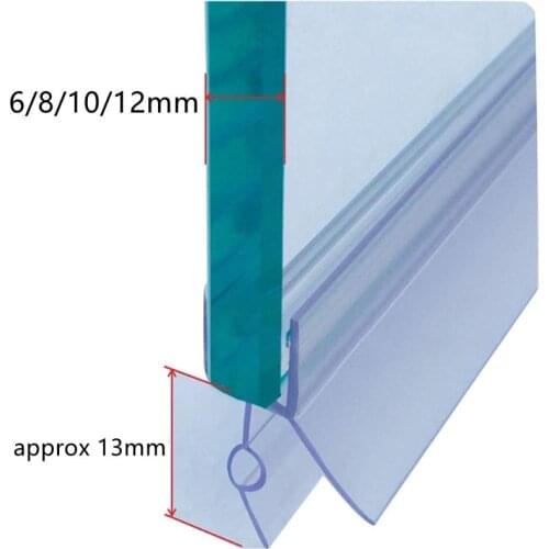 6/8/10/12mm Shower Screen Seal Strip Door Bottom Weather Stripping Seal Sweep for Frameless Glass with Drip Rail Free Cutting