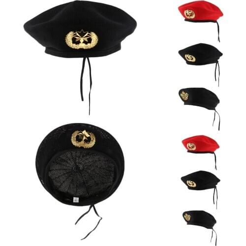 Vintage Knitted Sailor Beret Hat Navy Mariner Beanie Cap Yacht Costume Props