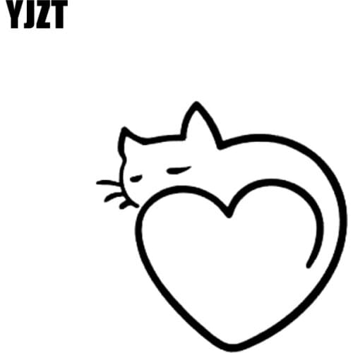 YJZT 11.5CM*11.5CM Heart Art Cat Car Stickers Vinyl Decal Black Silver C10-02403