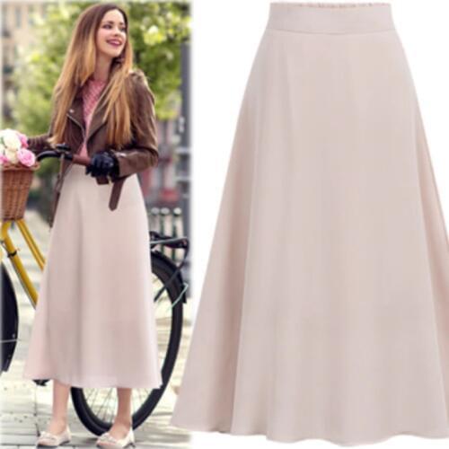 Women Chiffon Skirt Summer Solid Hight Waist Skirts Womens Saias Midi Faldas Women Long Skirt