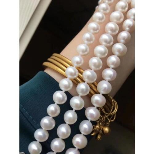 Fine Jewelry Natural Fresh Water 8-9mm White Peals Necklaces for Women Fine Pearls Necklaces