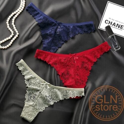 Women Thong Panties Sexy Lace T- Panty Temptation Underwear Crotch Ladies Transparent Low Waist Cotton Nylon Briefs 138