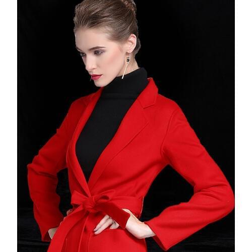 Womens winter overcoats red black camel Double-sided wool cashmere outwear 2019 autumn plus size ladies fashion long free ship