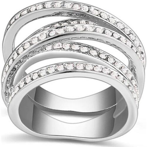 11.11 Famous Brands Design Nckel Free Plated Spiral Wedding Rings Made with Austrian crystal Fashion Engagement Jewelery Gift