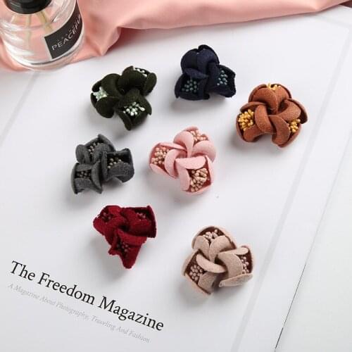 20pcs/lot Vintage Artificial Fabric bud stamen Flower For Girls Headband satin Hair Flowers Hair Clip For Hair Accessories DIY