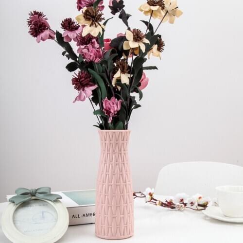 2021 Vases Plastic Flower Bed Nordic Rattan Plastic Flower Pot Imitation Ceramic Imitation Glaze Decorative Vase