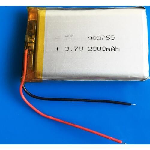 3.7V 2000mAh lipo polymer lithium lipo ion rechargeable battery for MP3 GPS navigator DVD recorder headset e-book camera 903759