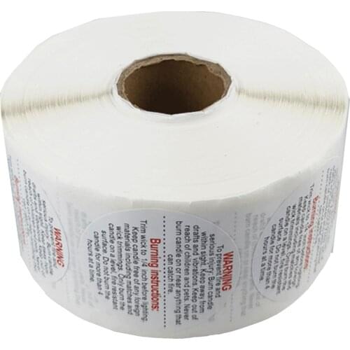 500pcs Candle Safety Warning Label Sticker Roll Candle Jar Container Safety Sticker Waterproof Candle Label Vow Warning Sticker