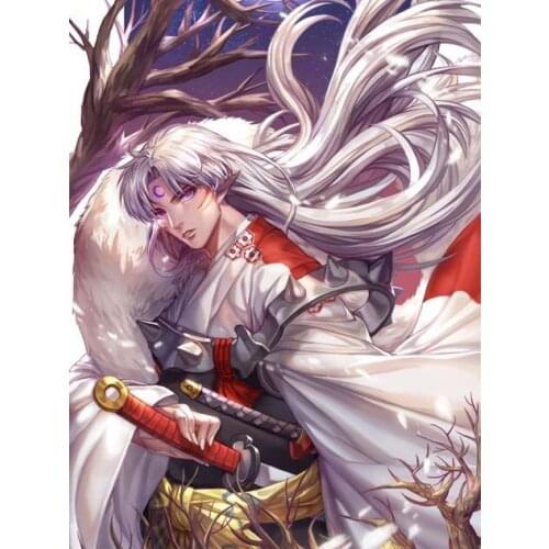 5d Diy Full Square Drill Cross Stitch Wall Sticker Inuyasha Anime Home Decor Diamond Picture Embroidery Handmade Painting Gifts