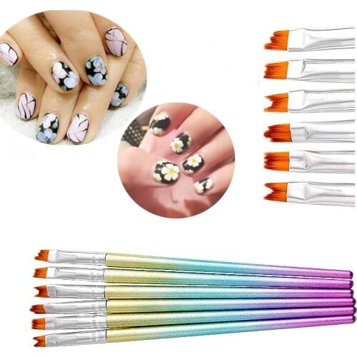 New Nail Art Brush Petal Pen Painting Flower Gradient Draw pen Brush Acrylic Liquid For Nail Art Design Manicure Tools 6pcs set