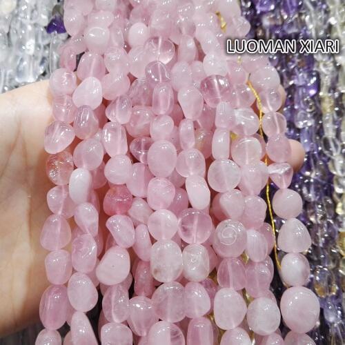 Wholesale Irregular Gravel Shape 8-12 mm Natural Madagascar Rose Stone Quartz Beads For Jewelry Making DIY Bracelet Necklace