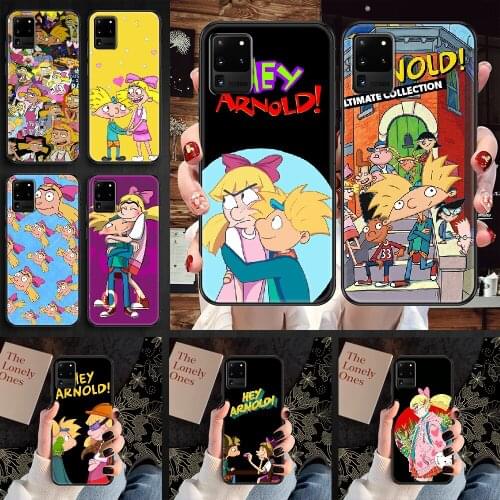 Hey Arnold Phone case For Samsung Galaxy Note 4 8 9 10 20 S8 S9 S10 S10E S20 Plus UITRA Ultra black painting prime art