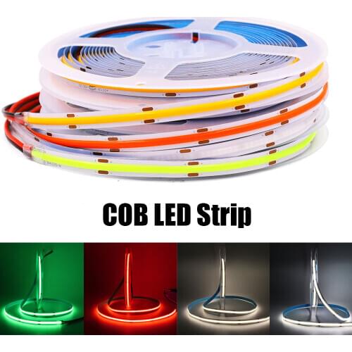 COB LED Strip Light DC12V 24V High Density Flexible COB Led Light Strips 300/308/384/528 LEDs/M Linear Ribbon Red Green Blue